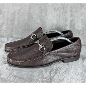 Salvatore Ferragamo Grandioso Shoes Men's 10.5 EE Brown Leather Italy Loafers